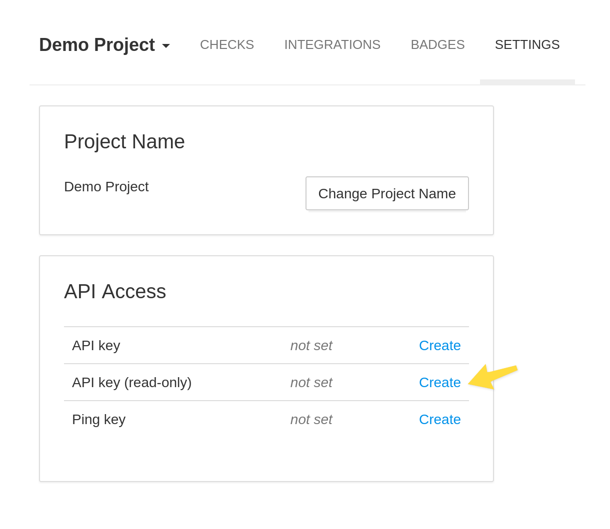 Project's API Keys